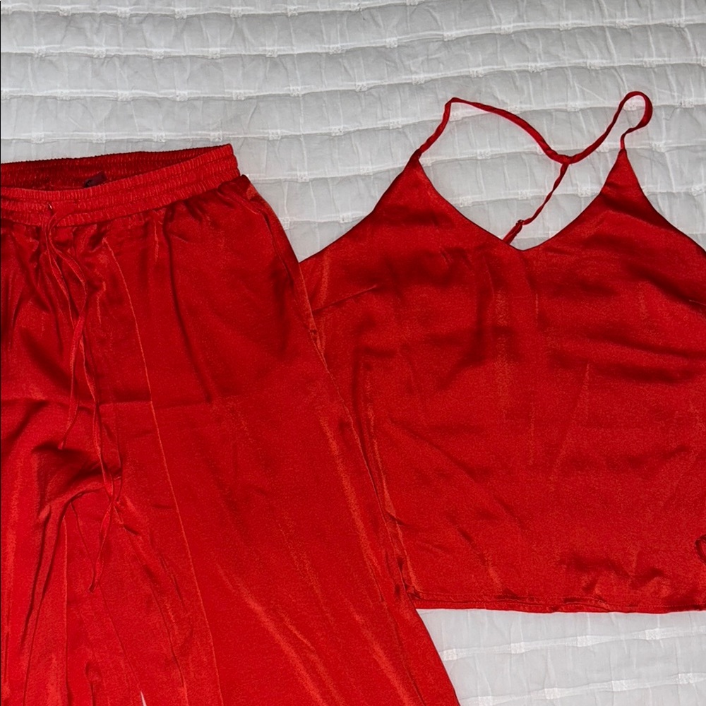 Lulu's Red Satin Pajama Set